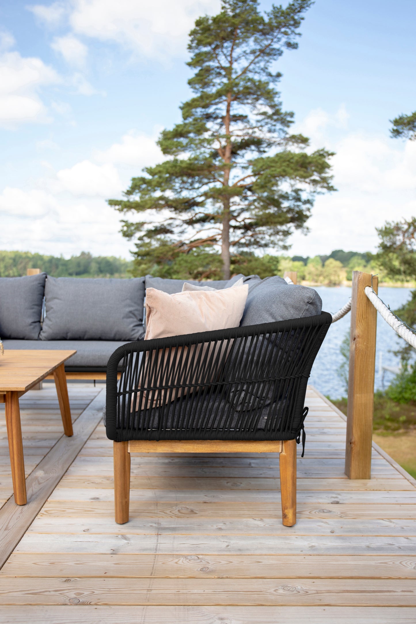 Chania garden bench with table black