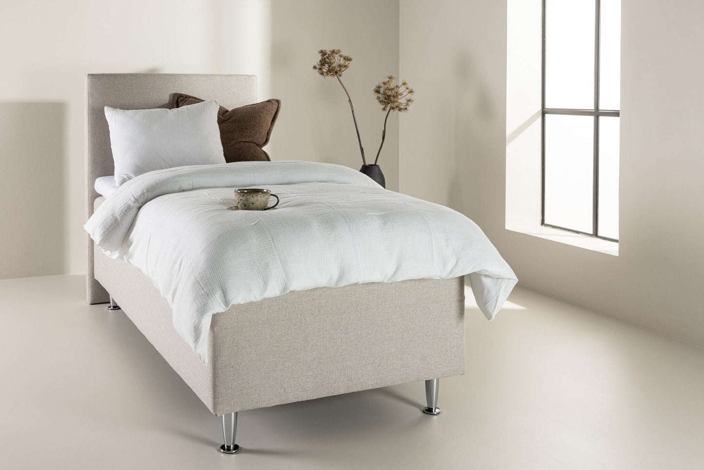 Mesa 1 person bed beige 90x200 