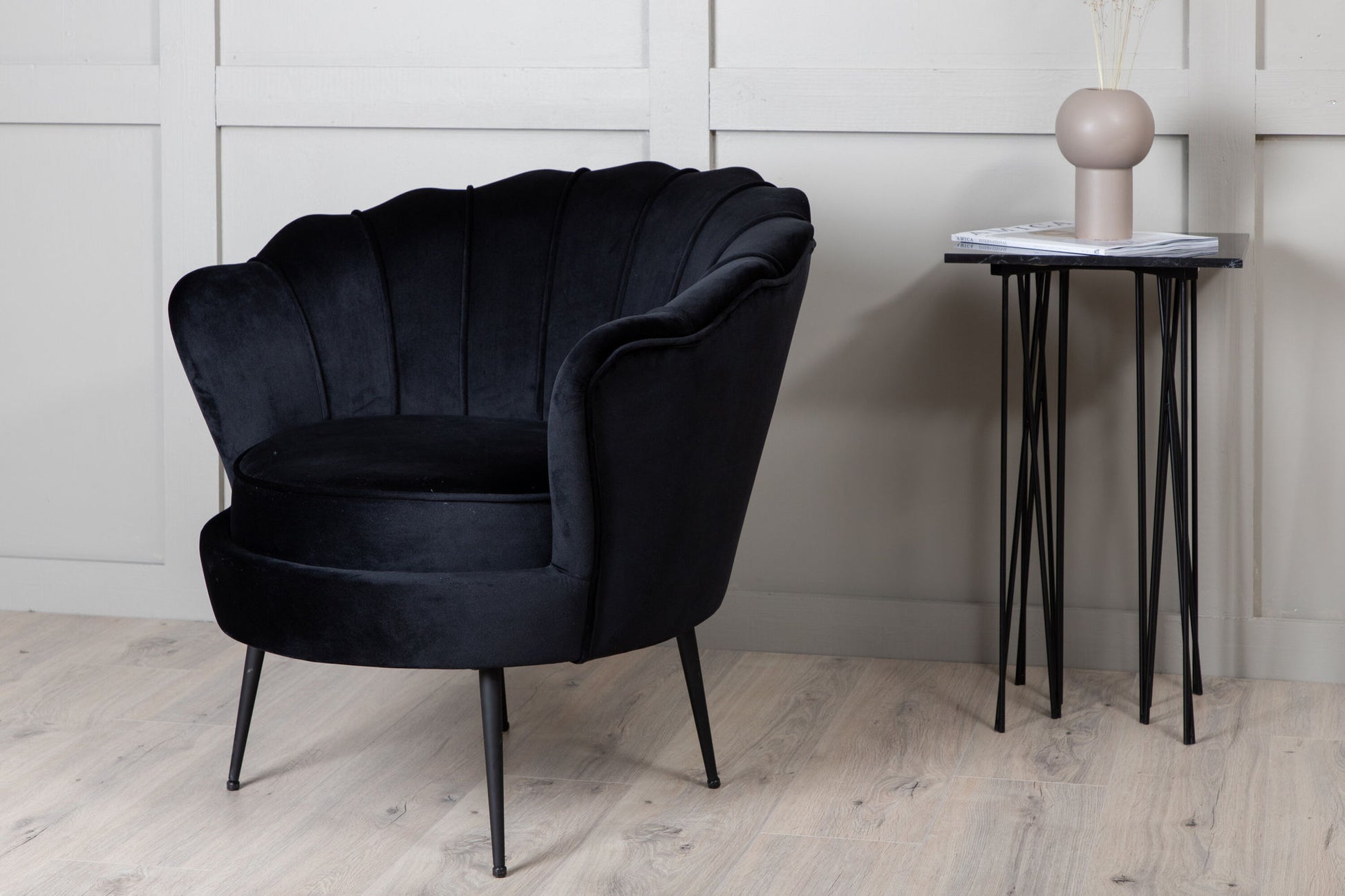 Calais fauteuil zwart velvet - La Vivre