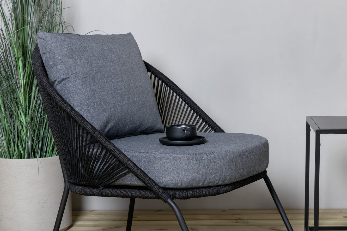 Chaise de jardin Lindos noire par 2 pièces