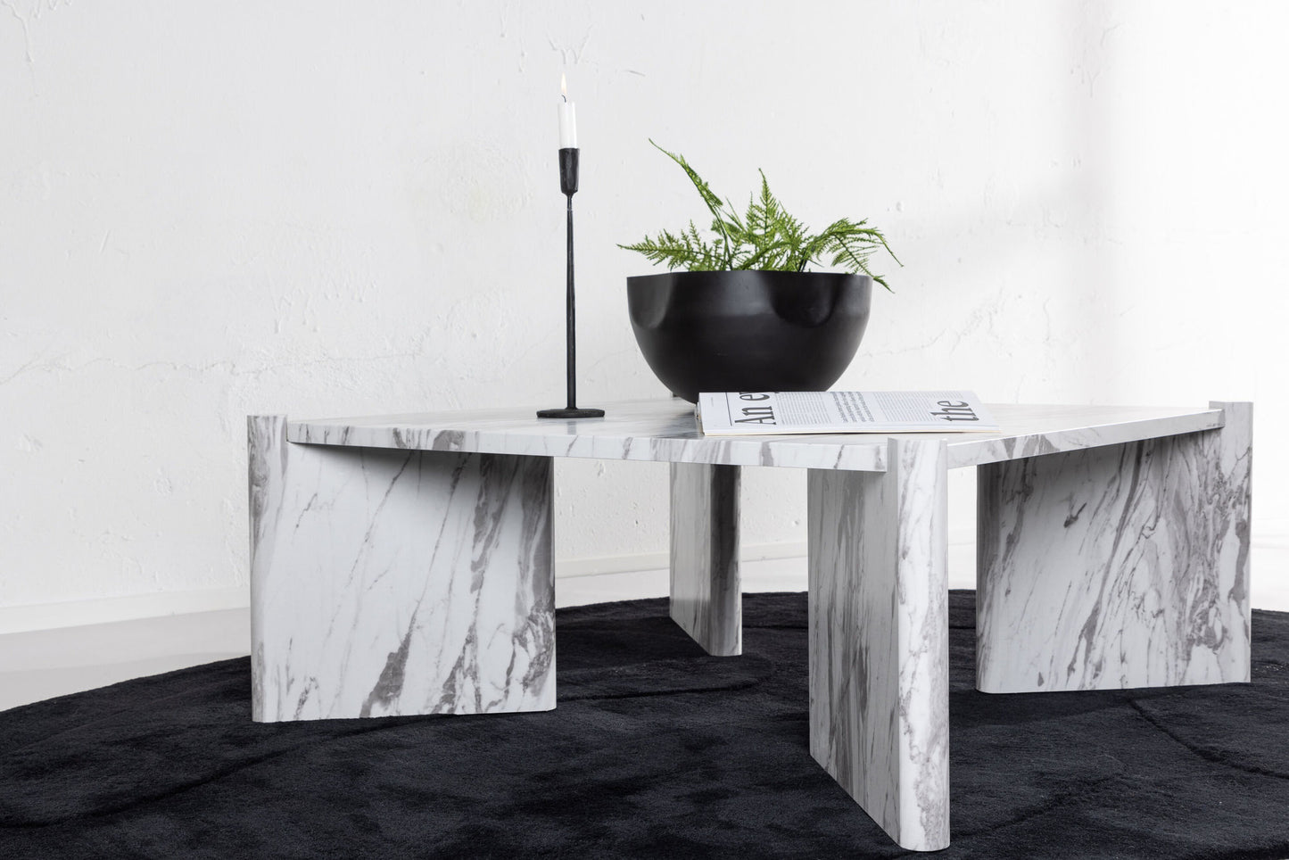 Table basse Rogaland carrée en marbre blanc