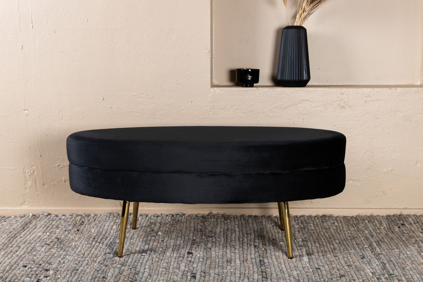 Pouf Otto velours noir