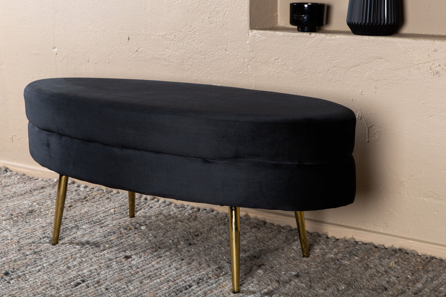 Pouf Otto velours noir