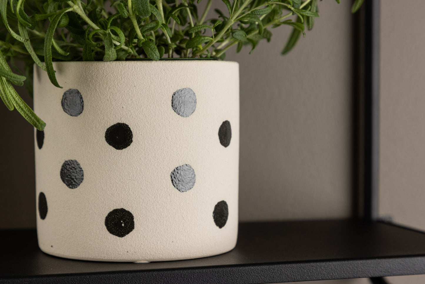 Sane pot beige/black dots S