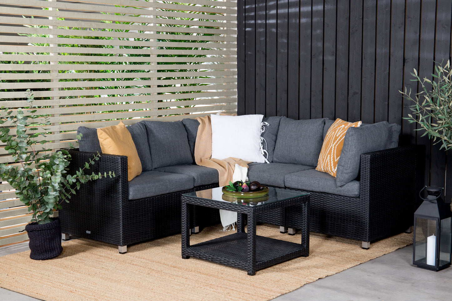 Banc de jardin Vamos avec table noir