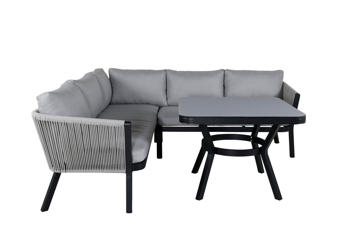 Banc de jardin Virya avec table gris/noir