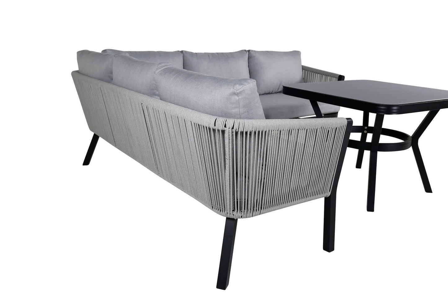 Virya garden bench with table grey/black