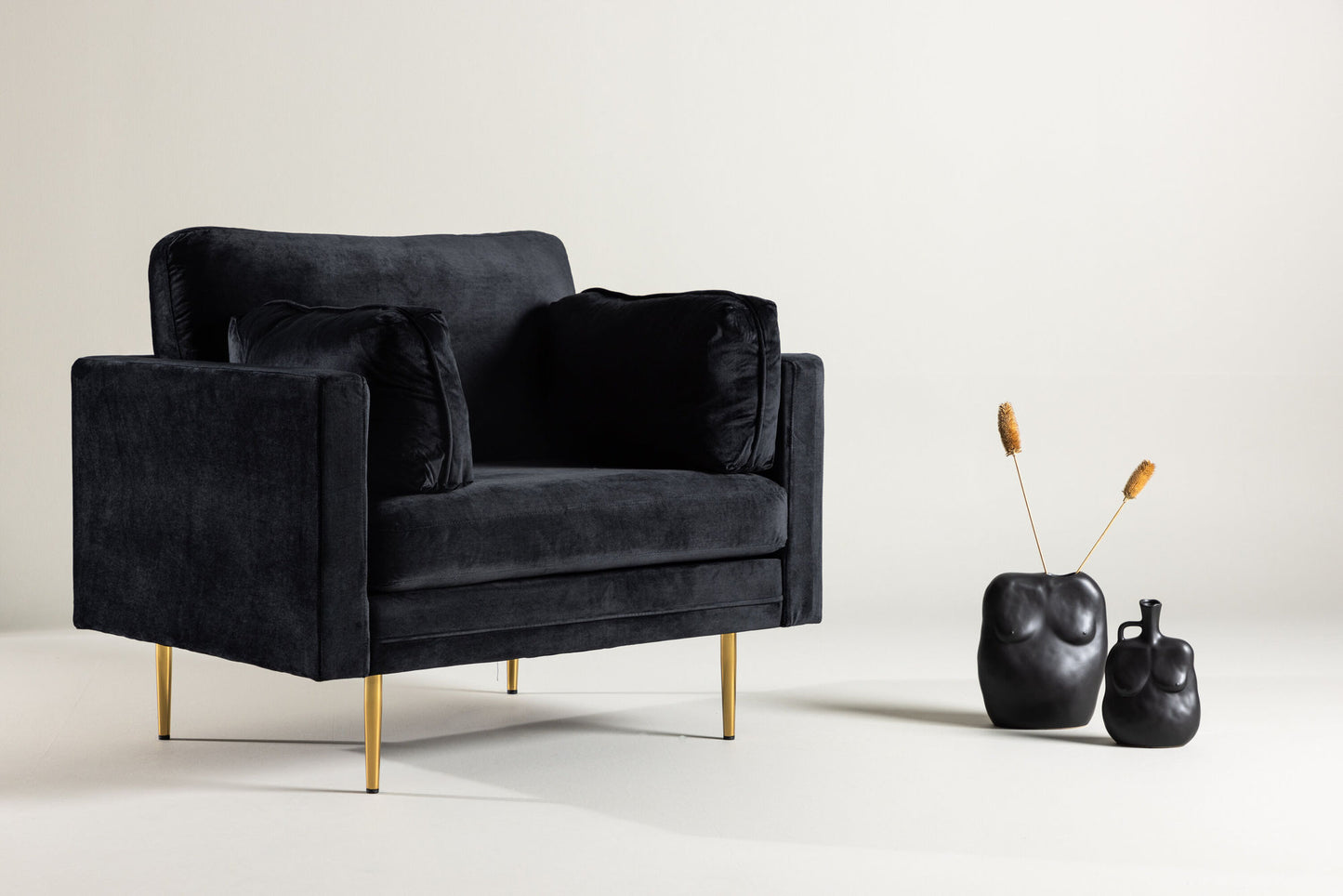 Tree armchair black/gold velvet